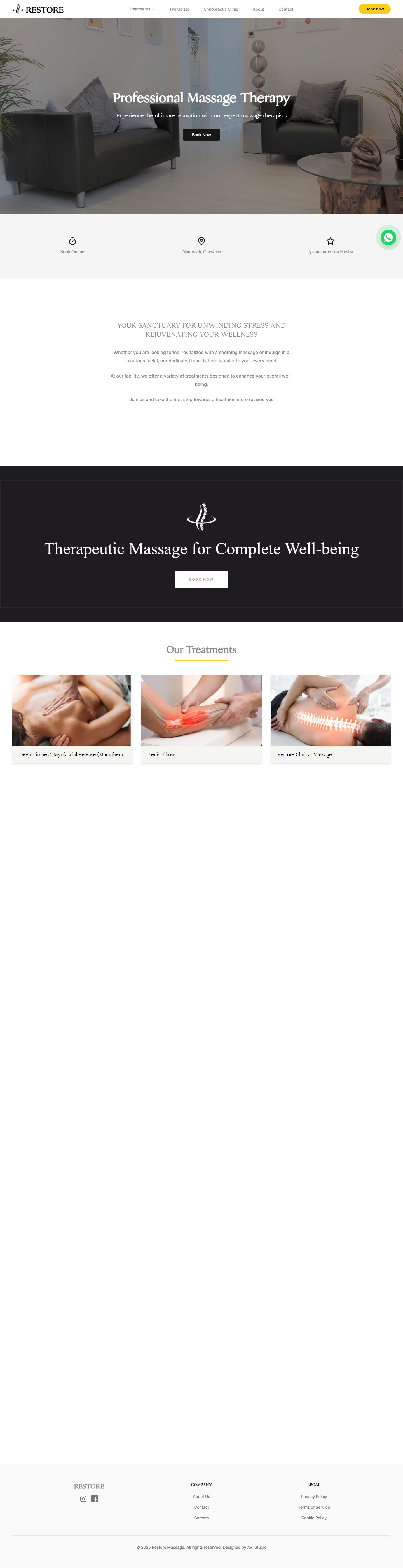 Restore Massage — página de escritorio